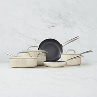 Crate & Barrel EvenCook Ceramic ™ Cream Nonstick 8-Piece Cookware Set with Bonus