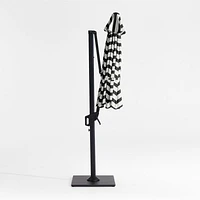 10' Round Black and White Cabana Stripe Sunbrella® Cantilever Outdoor Patio Umbrella with Black Metal Frame