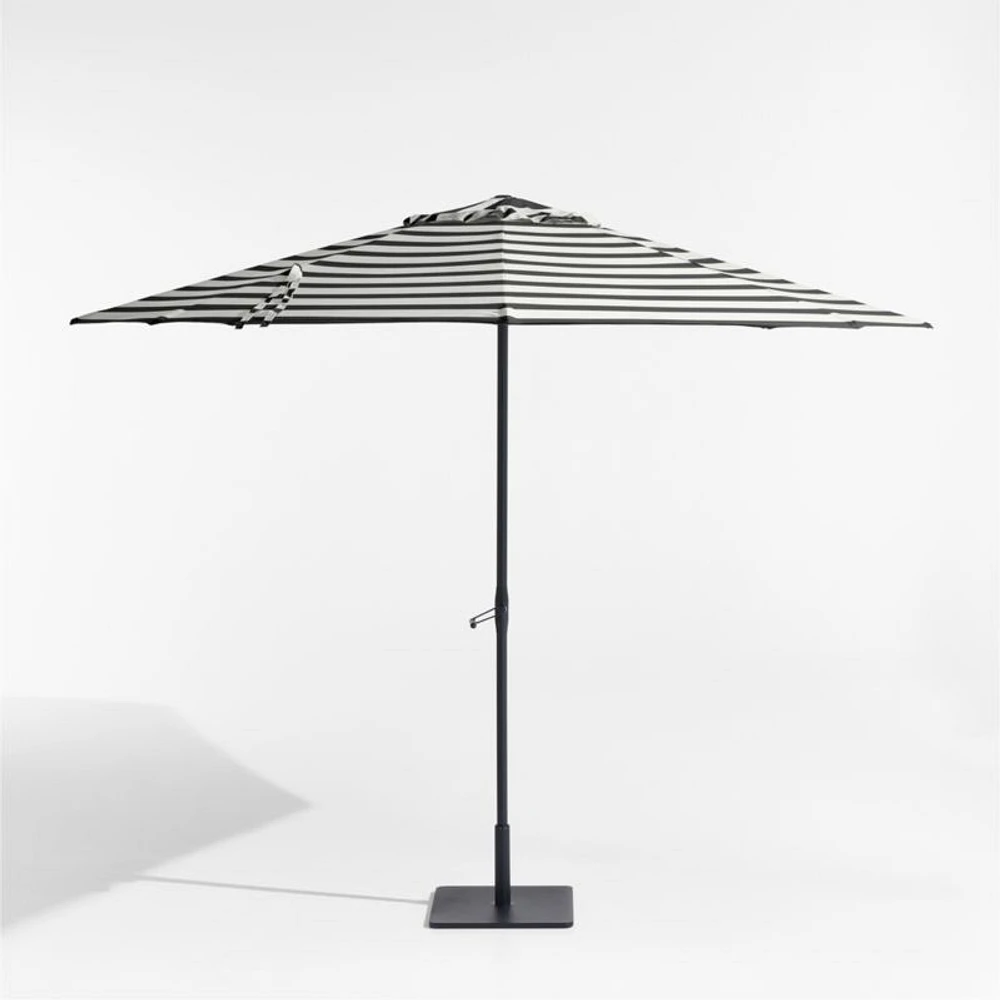 10' Round Sunbrella® Black and White Cabana Stripe Outdoor Patio Umbrella with Black Metal Frame