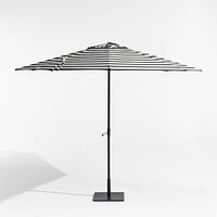 10' Round Sunbrella® Black and White Cabana Stripe Outdoor Patio Umbrella with Black Metal Frame