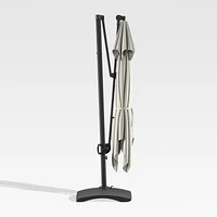 10' Sunbrella ® Silver Square Cantilever Outdoor Patio Umbrella with Base