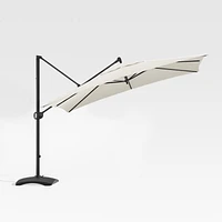 10' Sunbrella ® White Sand Square Cantilever Outdoor Patio Umbrella with Base