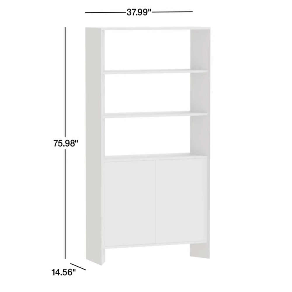 Terrazza 38" Natural Solid Oak Wood 2-Shelf Storage Bookcase Cabinet