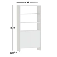 Terrazza 38" Natural Solid Oak Wood 2-Shelf Storage Bookcase Cabinet