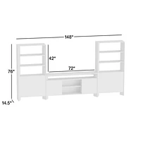 Terrazza 148" Natural Solid Oak Wood Closed Storage Media Console Set