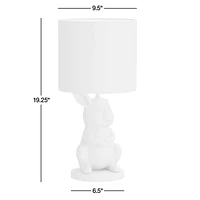 White Crackled Ceramic Woodland Bunny Kids Table Lamp