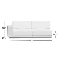 Mallorca 76" Wood Left-Arm Outdoor Sofa with Ivory Cushions