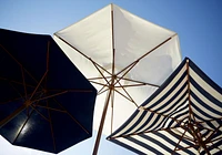 9' Round Sunbrella ® White Sand Outdoor Patio Umbrella with Eucalyptus Frame