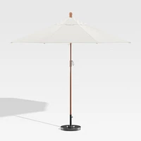 9' Round Sunbrella ® White Sand Outdoor Patio Umbrella with Eucalyptus Frame