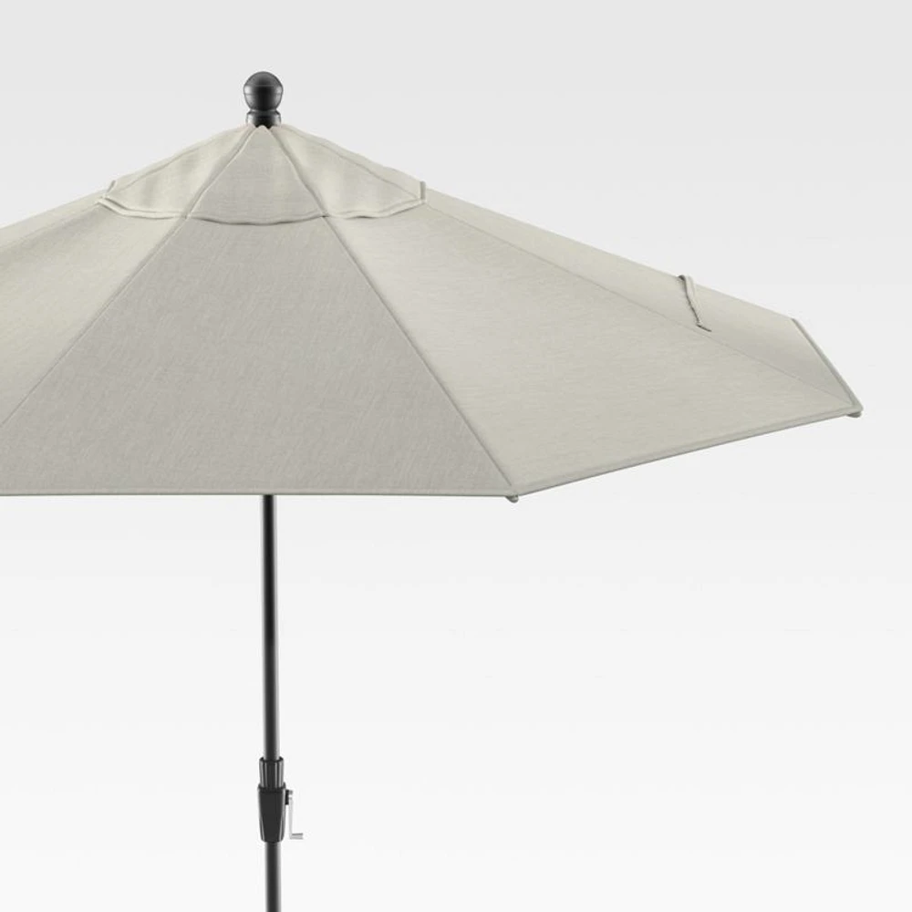 9' Round Sunbrella ® Silver Outdoor Patio Umbrella with Tilt Black Frame