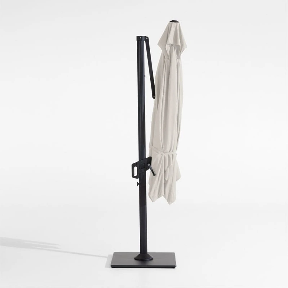 9' Square Cast Silver Sunbrella® Cantilever Outdoor Patio Umbrella with Black Metal Frame
