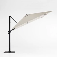 9' Square Cast Silver Sunbrella® Cantilever Outdoor Patio Umbrella with Black Metal Frame