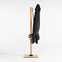 9' Square Cast Charcoal Grey Sunbrella® Cantilever Outdoor Patio Umbrella with Faux Wood Metal Frame