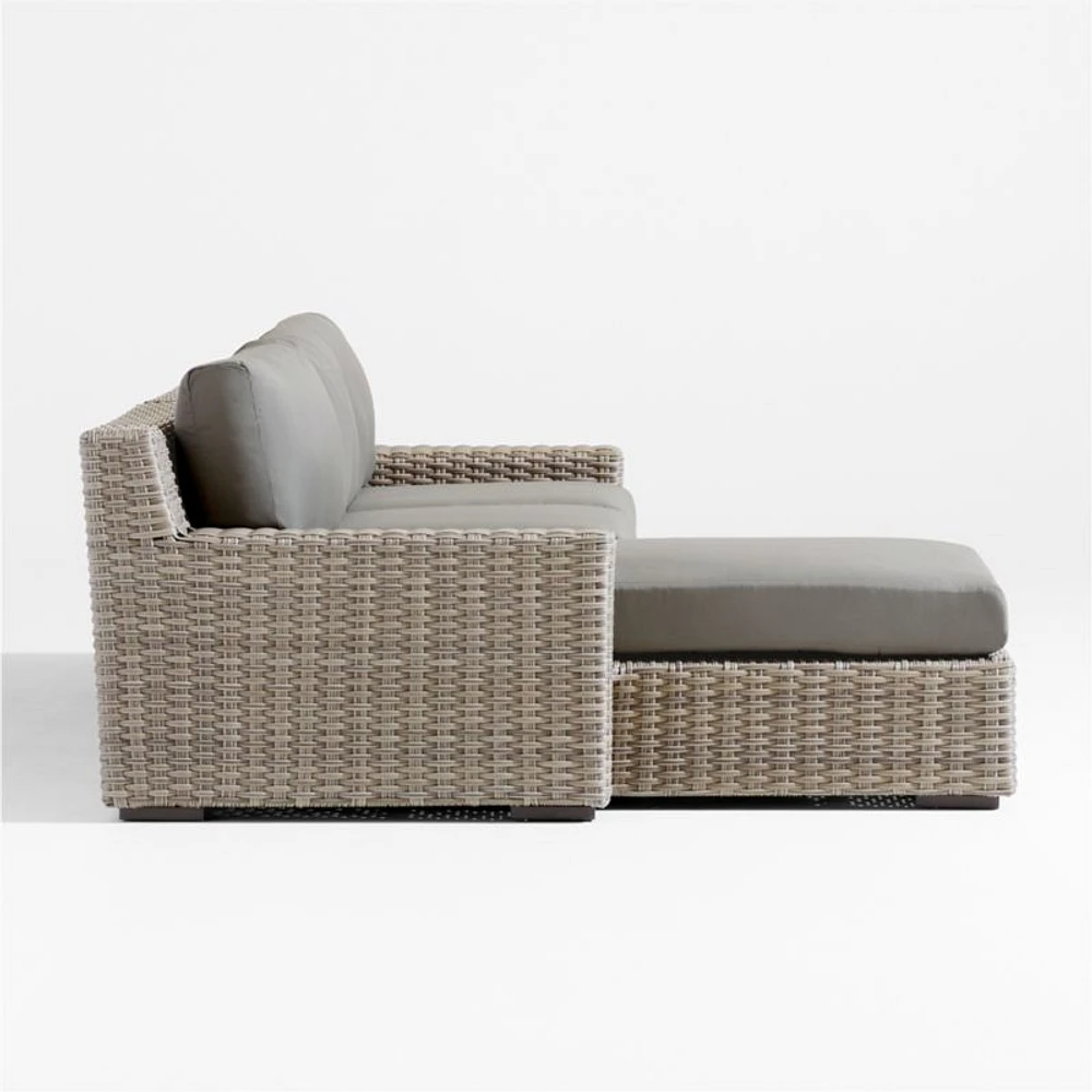 Abaco Resin Wicker 2-Piece Left-Arm Chaise Outdoor Sectional Sofa with Graphite Sunbrella ® Cushions
