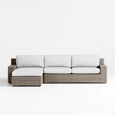 Abaco Resin Wicker -Piece Left-Arm Chaise Outdoor Sectional Sofa with Natural Sunbrella ® Cushions