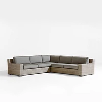 Abaco Resin Wicker 3-Piece L-Shaped Outdoor Sectional Sofa with Graphite Sunbrella ® Cushions