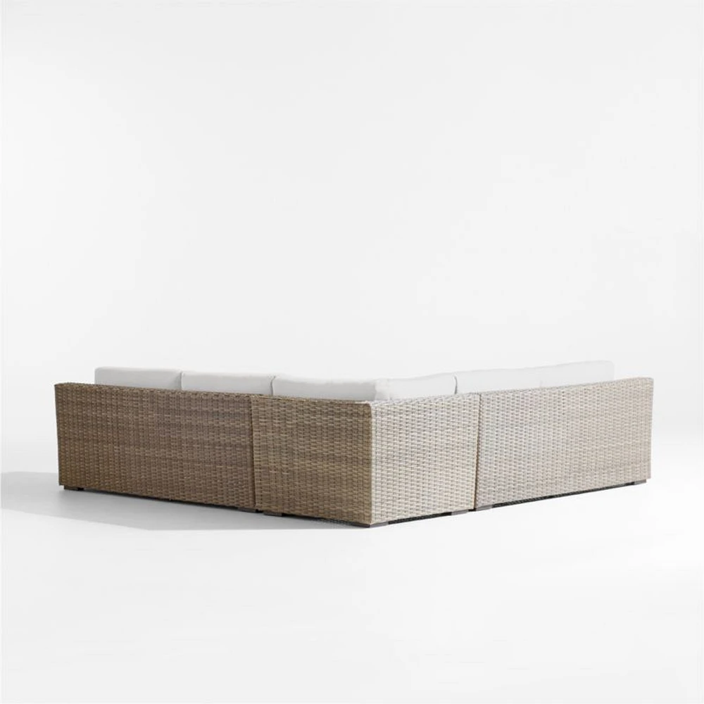Abaco Resin Wicker -Piece L-Shaped Outdoor Sectional Sofa with Natural Sunbrella ® Cushions