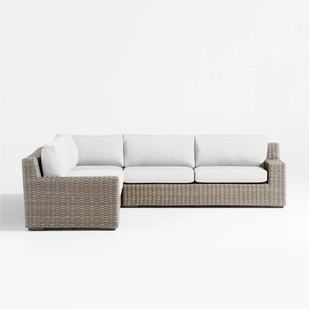 Abaco Resin Wicker -Piece L-Shaped Outdoor Sectional Sofa with Natural Sunbrella ® Cushions