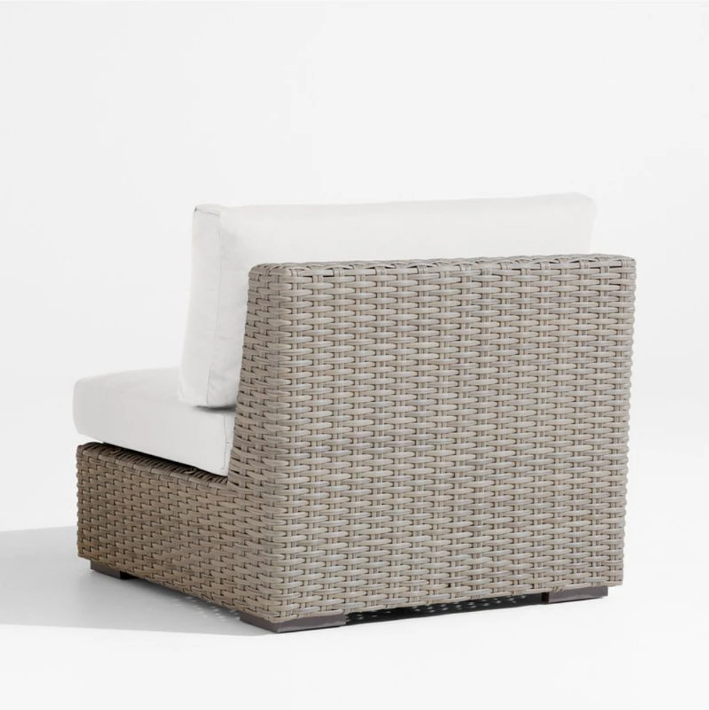 Abaco Resin Wicker Outdoor Armless Chair with Natural Sunbrella ® Cushion