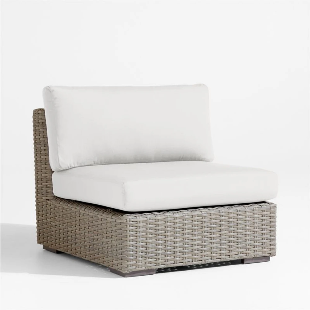 Abaco Resin Wicker Outdoor Armless Chair with Natural Sunbrella ® Cushion