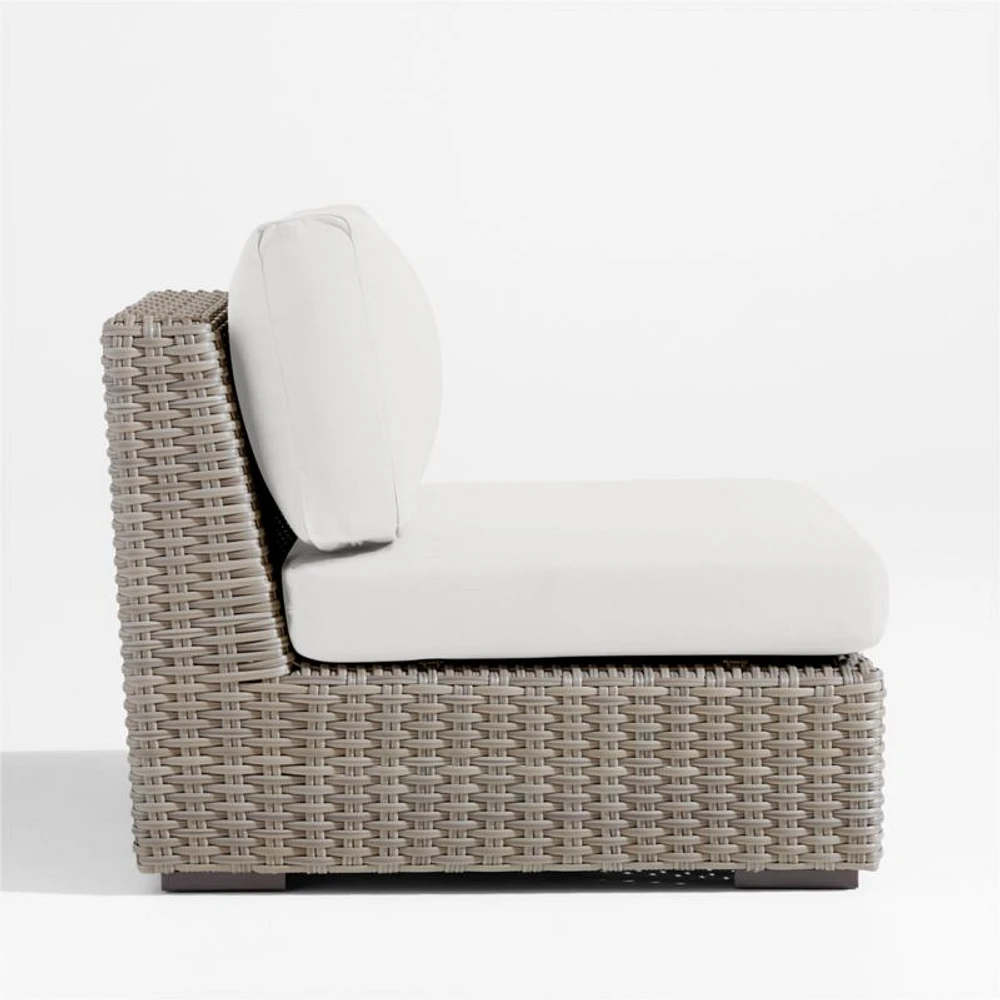 Abaco Resin Wicker Outdoor Armless Chair with Natural Sunbrella ® Cushion