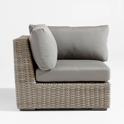 Abaco Resin Wicker Outdoor Corner Chair with Graphite Sunbrella ® Cushions