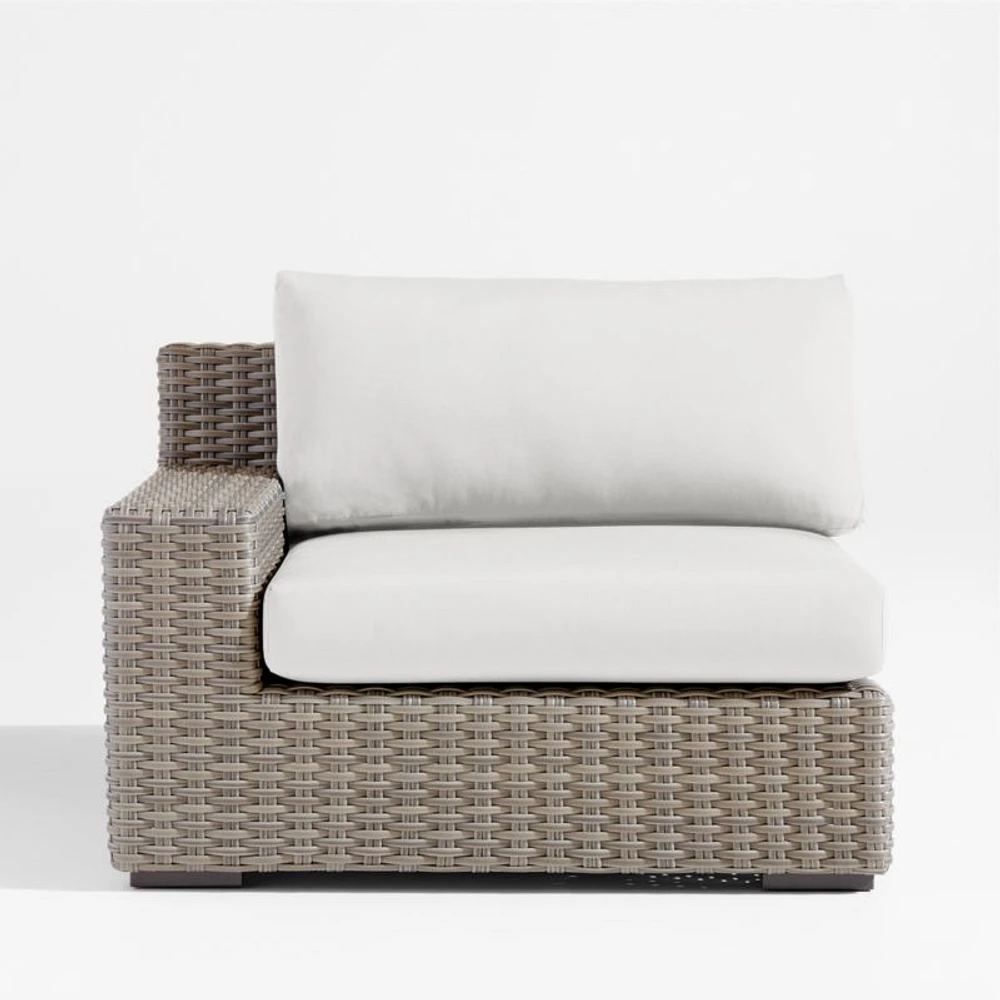 Abaco Resin Wicker Left-Arm Outdoor Lounge Chair with Natural Sunbrella ® Cushion