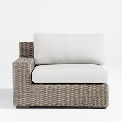 Abaco Resin Wicker Left-Arm Outdoor Lounge Chair with Natural Sunbrella ® Cushion