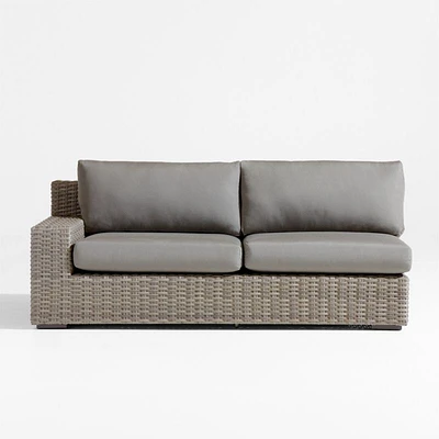 Abaco Resin Wicker Left-Arm Outdoor Sofa with Graphite Sunbrella ® Cushions