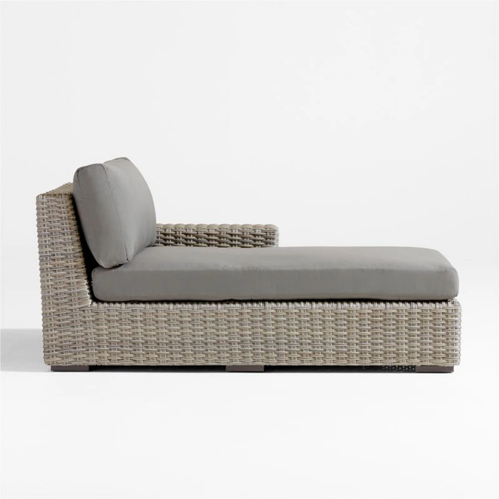 Abaco Resin Wicker Right-Arm Outdoor Chaise Lounge with Graphite Sunbrella ® Cushion