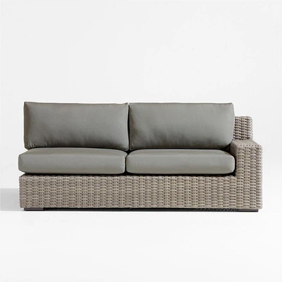 Abaco Resin Wicker Right-Arm Outdoor Sofa with Graphite Sunbrella ® Cushions