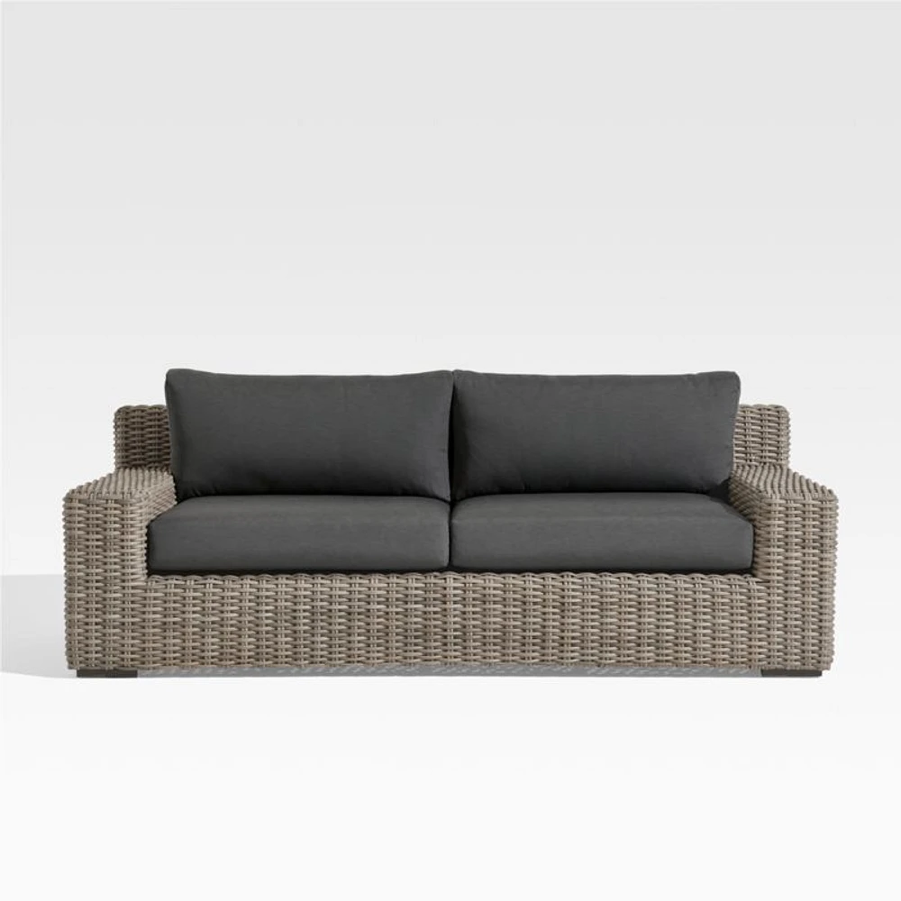 Abaco 83" Resin Wicker Outdoor Sofa with Soot Grey Sunbrella ® Cushion