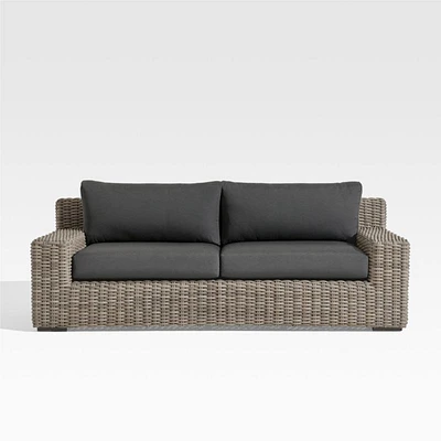 Abaco 83" Resin Wicker Outdoor Sofa with Soot Grey Sunbrella ® Cushion