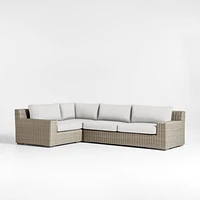 Abaco Resin Wicker -Piece Left-Arm Chair Petite L-Shaped Outdoor Sectional Sofa with Natural Sunbrella ® Cushions