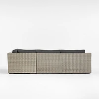 Abaco Grey Resin Wicker -Piece Right-Arm Chair Petite L-Shaped Outdoor Sectional Sofa with Charcoal Sunbrella ® Cushions