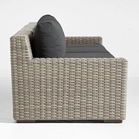 Abaco 146" Grey Resin Wicker 4-Piece Outdoor Sectional Sofa with Soot Grey Sunbrella ® Cushions