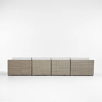 Abaco 146" Grey Resin Wicker 4-Piece Outdoor Sectional Sofa with Natural Sunbrella ® Cushions