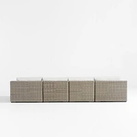 Abaco Resin Wicker Double Chaise Outdoor Sectional Sofa with Natural Sunbrella ® Cushions
