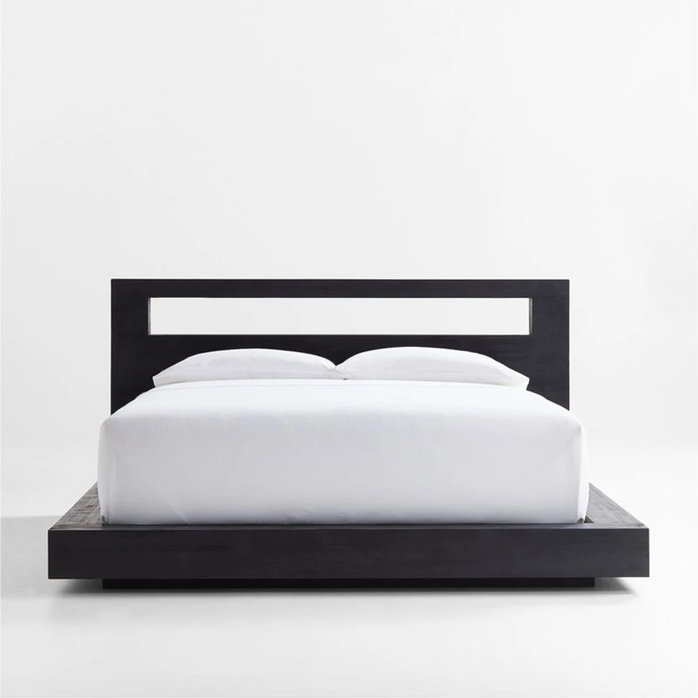 Adia Black Wood Platform Queen Bed by Leanne Ford