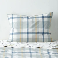 Adventure Organic Cotton Blue Plaid Kids Pillow Sham