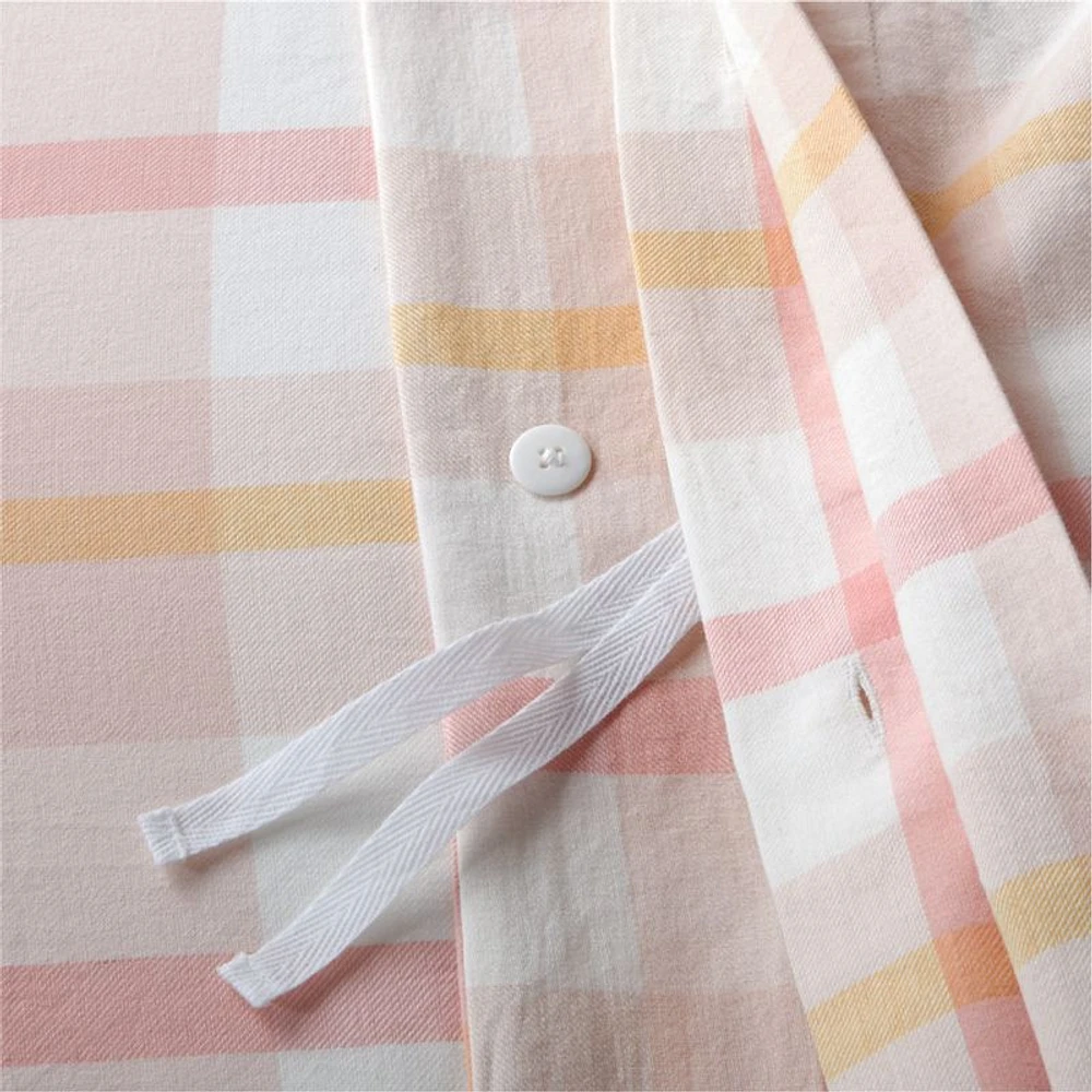 Adventure Organic Cotton Pink Plaid Kids Twin Duvet Cover