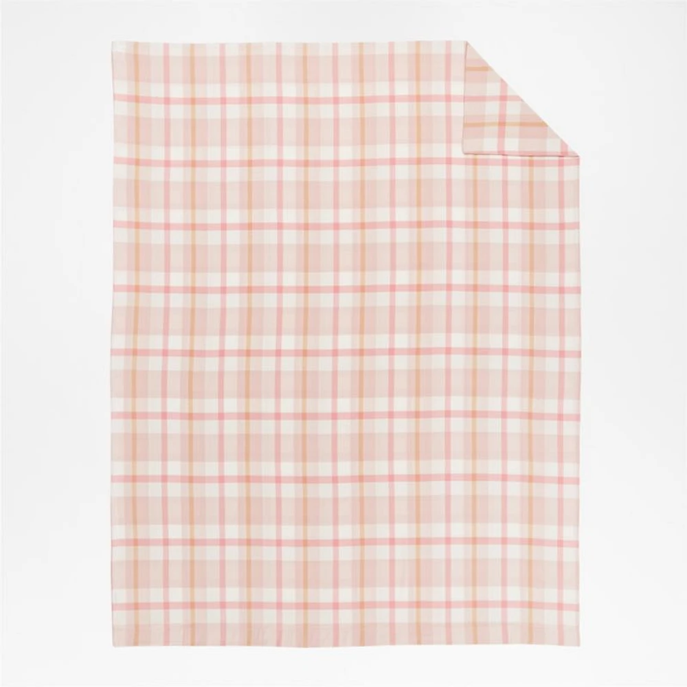 Adventure Organic Cotton Pink Plaid Kids Twin Duvet Cover