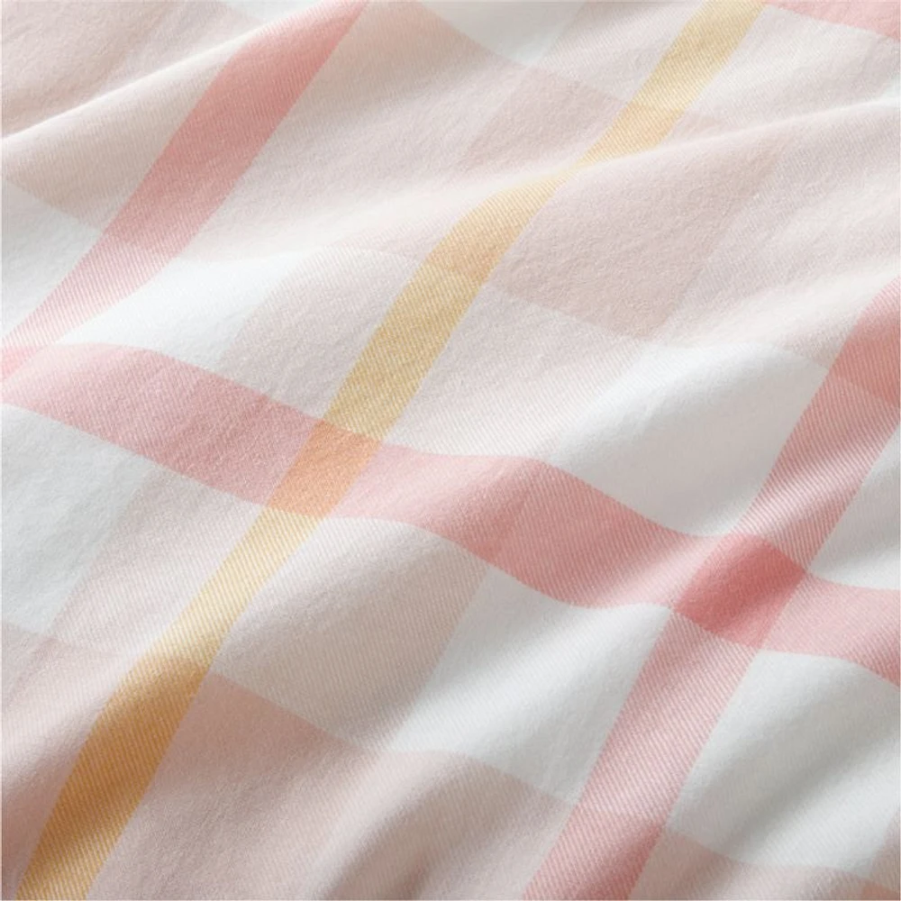 Adventure Organic Cotton Pink Plaid Kids Twin Duvet Cover