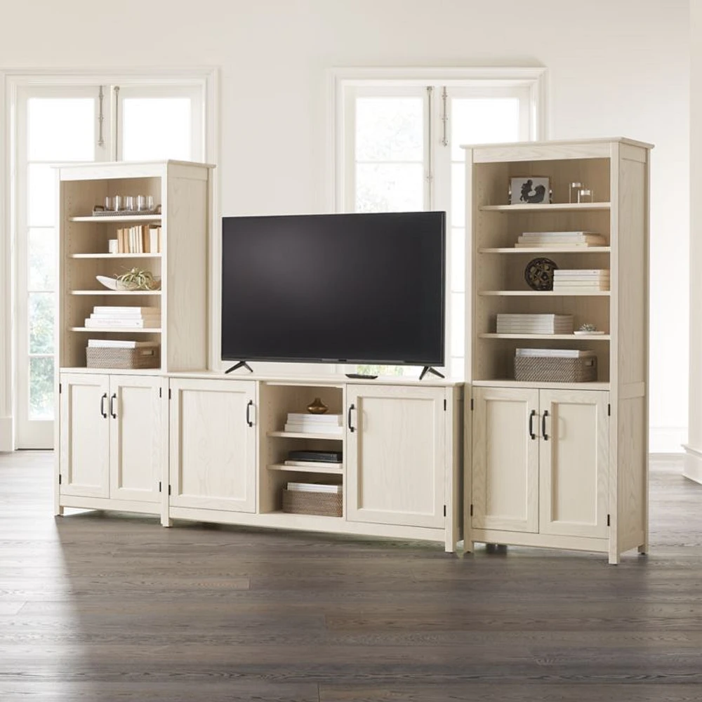 Ainsworth Cream 64" Media Center and 2 Towers with Glass/Wood Doors