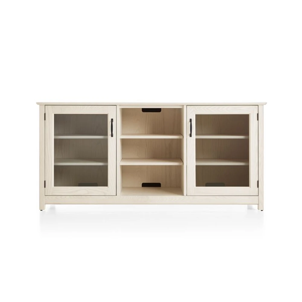 Ainsworth Cream 64" Storage Media Console with Glass/Wood Doors