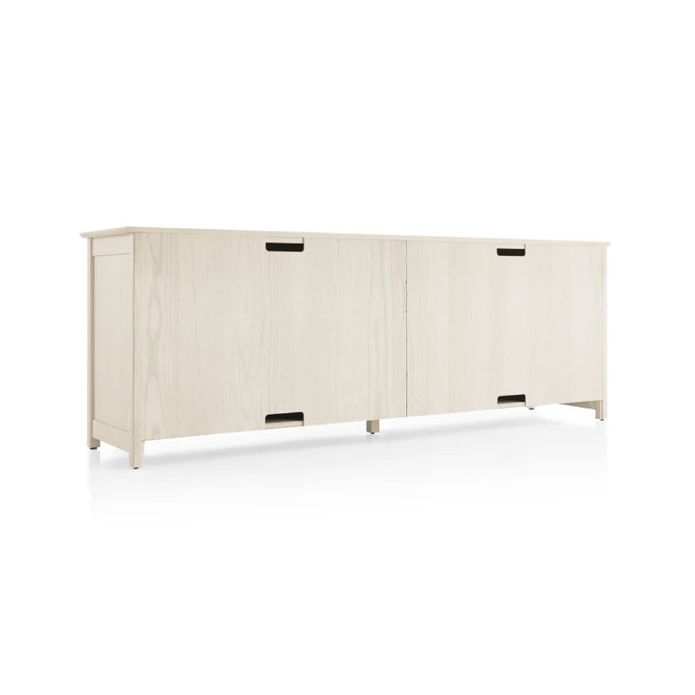 Ainsworth Cream 85" Storage Media Console with Glass/Wood Doors