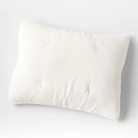 Crinkle Cotton Linen Blend Cream Standard Bed Pillow Sham