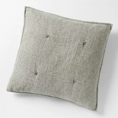 Crinkle Cotton Linen Blend Burnt Green Euro Bed Pillow Sham