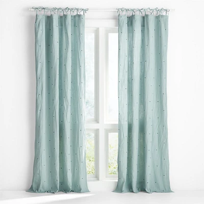 Aldrin Blue Organic Cotton Sheer Window Curtain Panel 44"x63"