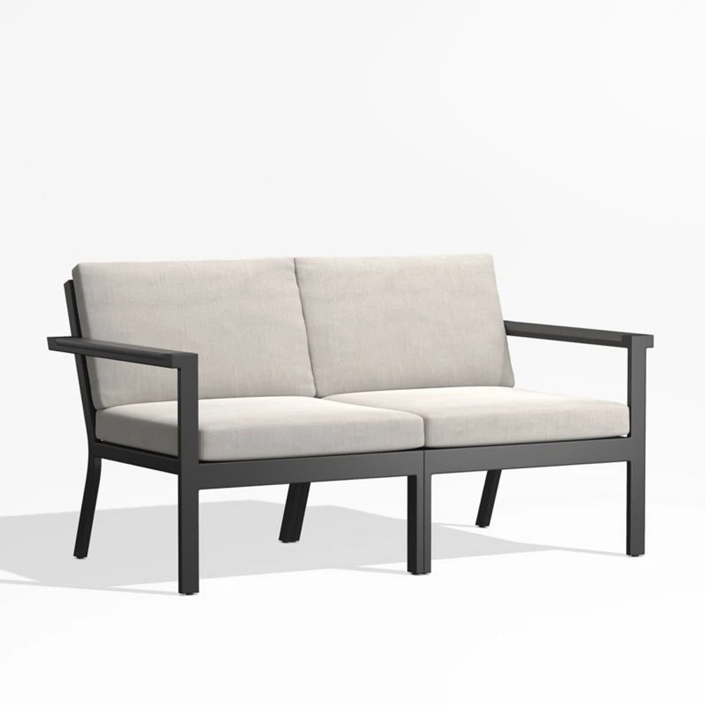 Alfresco 57" Metal Outdoor Loveseat with Silver Sunbrella® Cushions